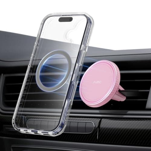 A2C Car Phone Holder for MagSafe 17*N54 Magnetic Ring Phone Holder for Air Vent [Super Stable & 1s Installation ] MagSafe Car Mount Covered with Non-slip Silicone Compatible with iPhone 12-17& Sumsung