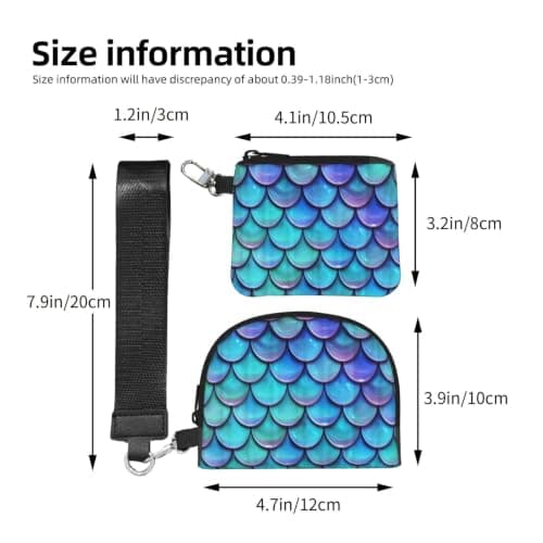 ERCgad Mermaid Teal Fish Print Wrist Strap Outdoor Sports Bag Unisex Fitness Accessory Running Travel Gift — view 4