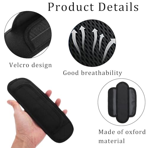 1Pcs Black Universal Shoulder Strap Pads,Breathable Detachable Universal Replacement Shoulder Cushion,for Guitar Straps, Camera Bag, Laptop Bags, Luggage(Black) — view 6