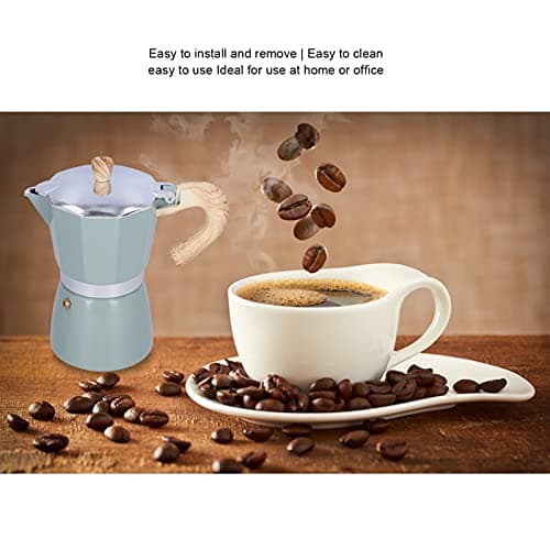 HERCHR ﻿Coffee Maker Pot, Aluminum Alloy Coffee Kettle 6 Cup Coffeemaker Percolator 300ML Mocha Machine for Home, Camping, Office (lake turquoise) — view 3