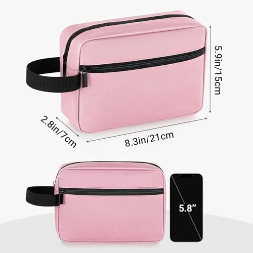Elviros Lightweight Hanging Travel Toiletry Bag Small for Women Men, Pink — view 5