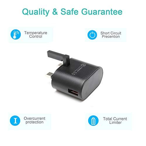 2-Pack Quick Charge 3.0 USB Wall Charger, 18W Fast Charging USB Power Adapter Wall Plug Compatible with 10W QI Wireless Charger, iPad Pro, Tablets, iPhone, Samsung Galaxy, LG, HTC — view 3