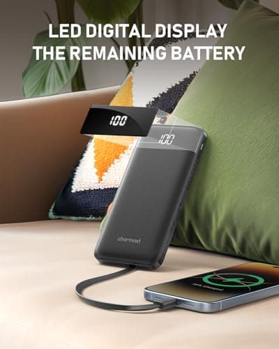 Charmast Portable Charger, 10000mAh Power Bank with Built in 4 Cables — view 5