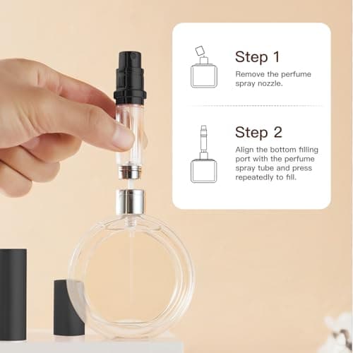 Refillable Perfume Atomiser Travel Bottle 2 Pack 5ml, Mini Portable Perfume Atomiser, Small Travel Perfume Spray Bottle, Pocket Size Bottom Filling Perfume Dispenser for Women and Men (Black+Purple) — view 3