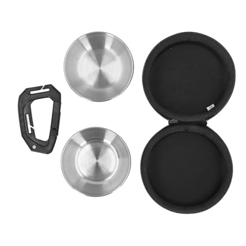 Double Dog Bowls with Bag Stainless Steel Portable Pet Food Water Bowl Set — view 6