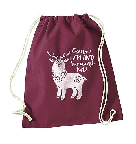 Flox Creative Maroon Drawstring Bag Personalised Lapland Survival Kit