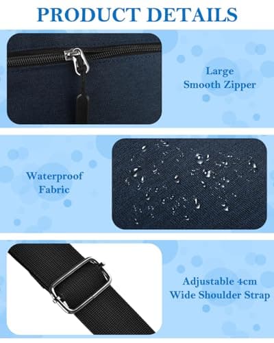 BROTOU Large Unisex Crossbody Shoulder Bag, Waterproof Chest Bag with Wide Adjustable Strap, Casual Chest Sling Bag, Travel Hiking Daypack (Blue) — view 3