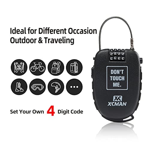XCMAN Snowboard Lock with 30inch Ski Lock, Ski Locks Cable Retractable, Snowboard Lock Cable,Bike Locks and Suitcases,Secure 4-Digit — view 4