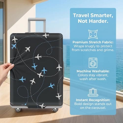Luggage Cover Suitcase Protector, Elastic Travel Luggage Cover (Travel, L) — view 3