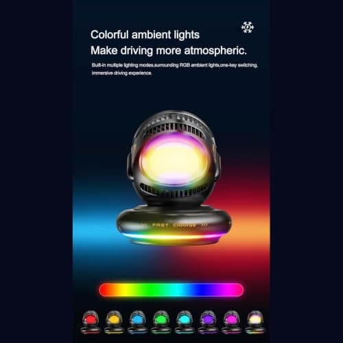 Magnetic Car Phone Mount 360 Rotating Fast Charging Cooling with Lights — view 6