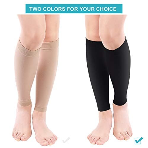 Calf Compression Socks, Compression Stockings with Medical Gradient Compression, 20-30mmHg Footless Compression Calf Sleeves for Shin Splint, Varicose Vein, Edema, Women & Men (Beige, X-Large) — view 4