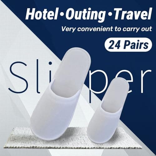 Tokaneit 20 Pairs Hotel Guest Slippers White, Spa Slippers Multipack, Travel Slipper, Soft and Comforable, Flat White Closed Toe House Shoes, for Guests, Wedding Party and Hospitality Use — view 3