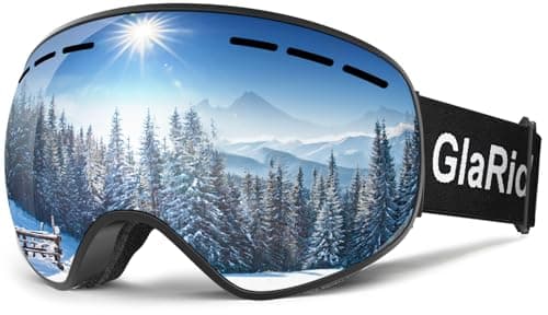GlaRid OTG Ski Goggles for Men Women Youth, Anti-Fog UV Protection, Black