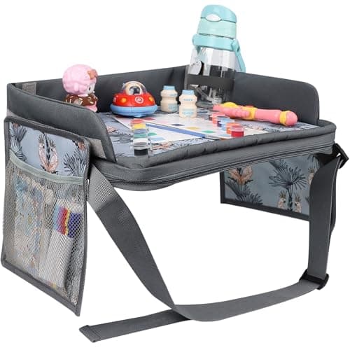 YZNlife Kids Travel Tray for Car Seat & Airplane,Toddler Car Seat Lap Tray,Portable Car Table for Kids Travel Activities,Carseat Organizer for Toys & Snacks 