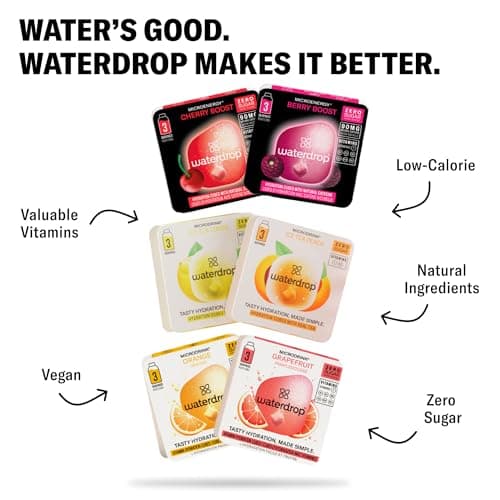 waterdrop® Glass Starter Set – 600ml Borosilicate Glass Bottle + 18 Sugar-Free Microdrink Hydration Cubes in 6 Flavours, Vitamin C & B Infused, BPA Free Water Bottle, Gift Set — view 5