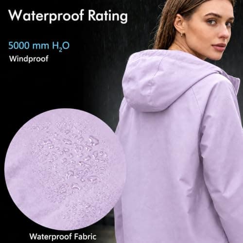 Innfttwo Lightweight Rain Jackets Womens ladies Waterproof Jackets with Hood Packable Raincoat Women for Running Cycling Hiking (UK, Alpha, L, Regular, Regular, Purple) — view 3