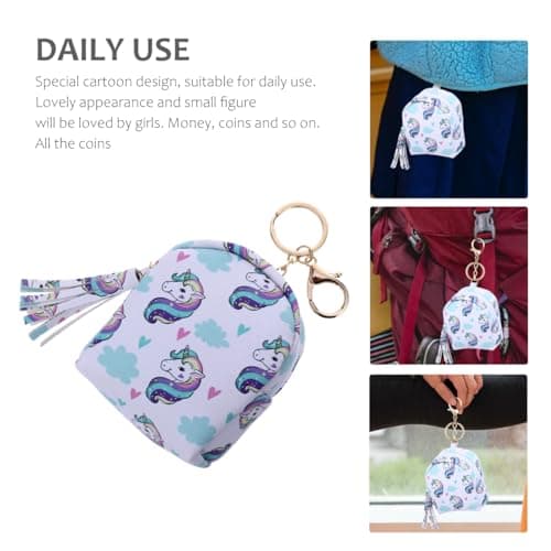 FRCOLOR Mini Cartoon Coin Purse Pu Leather Earphone Cable Bag Compact Travel Organizer Pouch for Women Girls Small Accessories Storage — view 4