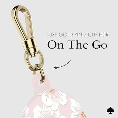 kate spade new york AirTag Holder with Gold Ring Clip - Protective Case for Apple AirTag - Hollyhock Cream — view 4