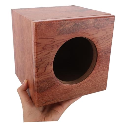 4 Inch Wooden Speaker Enclosure for Car Audio, Khaki Striped Finish — view 4