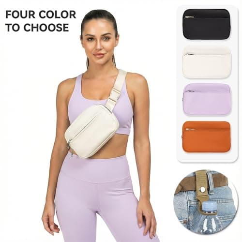 Waterproof Waist Bag 1.5L, Unisex Crossbody Fanny Pack with Adjustable Strap, Lightweight Nylon Belt Bag for Hiking, Running & Travel, Includes Free Water Bottle Holder (Cream White) — view 2