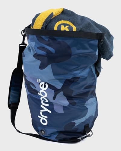 Dryrobe Travel Compression Bag - Large Compact Waterproof Bag for Travel & Sports Storage - Wet Bags for Swimming/Surfing/OCR - Stuff Sack for Wet Clothes with Roll Up Closure - 33 L (Blue/Camo) — view 3
