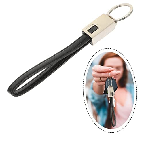 Leather Type-C Keychain Charging Cable for Mobile Phones, Compact Data Cord — view 3