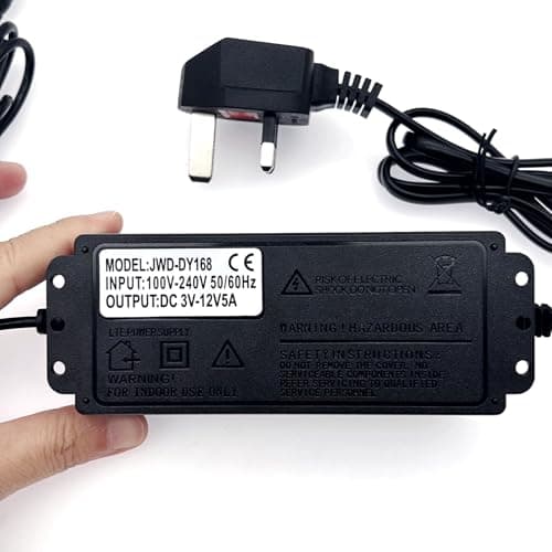 JZK DC 3-12V 5A Adjustable Variable AC/DC Adapter Charger with LED Voltage Display, Universal Power Supply Transformer 60W Max 100-240V AC to DC Converter 3V 4V 4.5V 5V 6V 7V 8V 9V 10V 12V — view 4