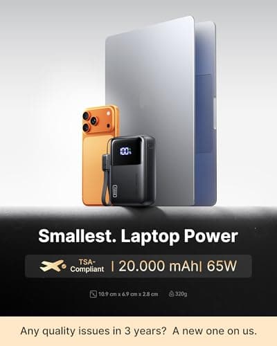 INIU Laptop Power Bank, Smallest 20000mAh 65W Fast Charging Battery Pack — view 2