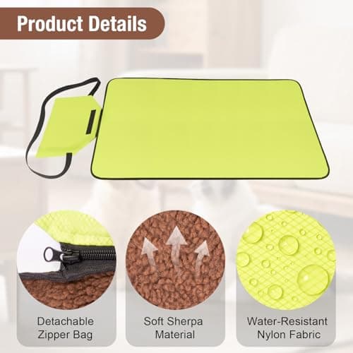 BREEZENEST Foldable Waterproof Pet Blanket 100x70cm Reversible Dog Cat Mat with Storage Bag, Portable Washable Pet Bed for Indoor Outdoor Camping Travel Car Sofa Floor Protection Green — view 3