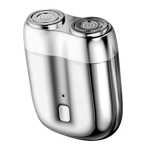 LOPHE New Mini Electric Shaver, Men's Portable Magnetic Electric Shaver Pocket Dual Head USB Rechargeable Waterproof Compact, Wet and Dry, Suitable for Travel and Home(Silver)