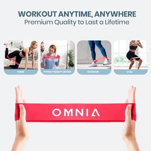 OMNIA Resistance Bands Set for Home Workouts – Durable Exercise Bands for Strength Training, Yoga, Pilates, Physio – 5 Resistance Levels – Unisex Fitness Bands (Pink/Purple) — view 2