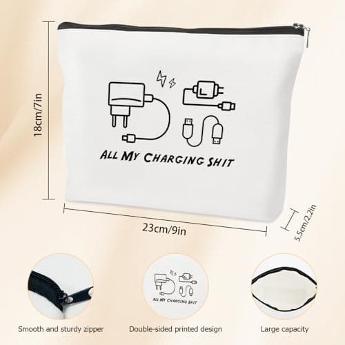 WRNZL Travel Holiday Essentials Makeup Bag Charger Cable Bag Practical Cable Organiser Travel Accessories for Women Men Christmas Birthday Stocking Fillers Emotional Support Inspirational Gifts — view 6