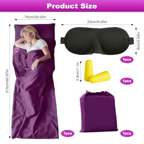 Sleeping Bag Liners Camping Sheets, Travel Sheet Hostels, 75× 210cm — view 2