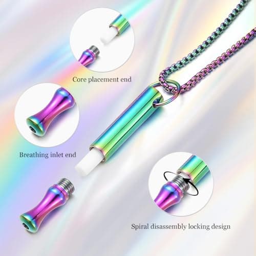 Breathing Necklace Round Design, Flavoured Air Inhaler for Calm and Relax, Stress Relief Breathlace for Men Women Yoga Exercise Travel (Multi-Mint) — view 3