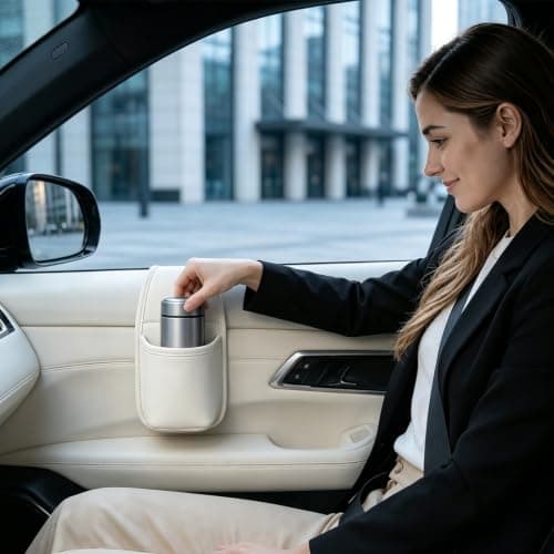 Car Door Cups Holder Window Hanging Organizer,Car Door Storage Pocket，White — view 6