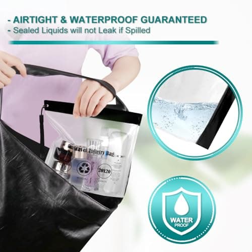 Clear Toiletry Bag 2 Pack, 20x20cm Airport Security Liquids Bags, Airline Approved Waterproof TSA Makeup Organiser, Leakproof Travel Wash Bags for Hand Luggage, Holiday Essentials for Women Men — view 5