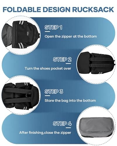 SZLX Gym Backpack for Women with Shoes Compartment & Wet Pocket Foldable Carry On Large Travel Laptop Backpack Waterproof Casual Daypack School Bag Sports Gym Bag for Swimming Yoga — view 5
