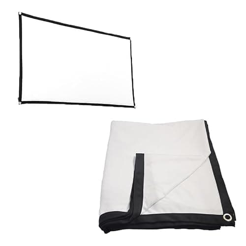 zalati Projector Screen Portable Indoor/Outdoor Movie Theater screen 16/9 polyester white soft screen For outdoor camping Collapsible High Contrast Hanging Hole Grommets - 51inch — view 2