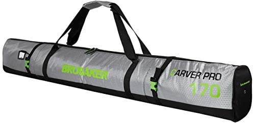 BRUBAKER Combo Set CarverTec Pro - Ski Bag and Ski Boot Bag for 1 Pair of Skis + Poles + Boots + Helmet - Silver Green - 66 7/8 Inches / 170 Cm — view 3