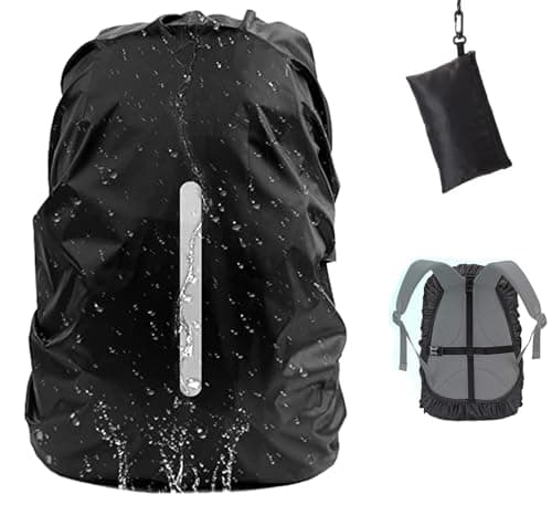 GUKOY Waterproof Rain Cover with Reflective Strap for Backpack, 2 Adjustable Anti Slip Cross Buckle Strap, Rainproof Snowproof Dustproof Anti-Frost Covers (XS for 8-17L backpack)