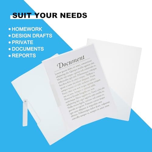 PATIKIL Plastic Folders with Mid-Side Swing Clip, 10 Pcs Report Folder Front Presentation Folders for A4 US Letter Size Paper Office Business Documents Resume, 12.2x9 Inch White — view 6