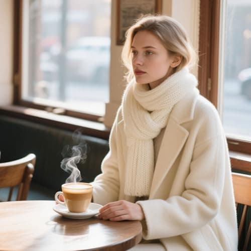 YAUOIPI Warm Autumn and Winter Scarf, Winter Knitted Scarf, Unisex Pure Color Winter Neck Warm Knitting Scarf, Thick Warm Ladies Scarves, Fashion Women Scarves, One Size (White) (White) — view 4