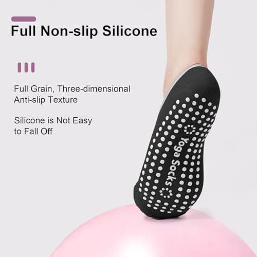 Tobfit 4 Pairs Pilates Socks for Women Non Slip Grip Sock Yoga Socks Ankle Grippy Sock Woman 4-PACK 03 — view 5