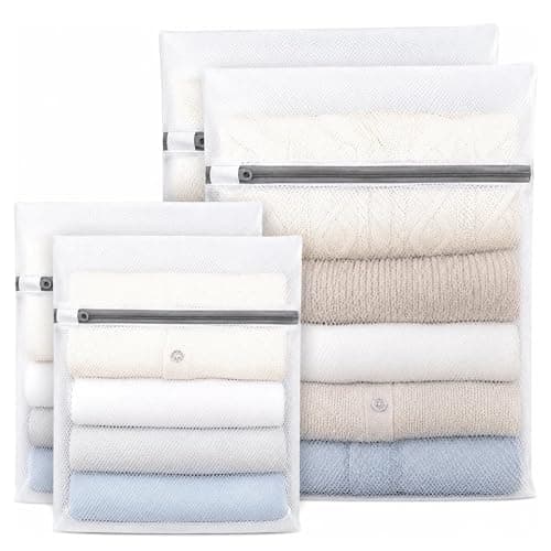 4 Pack Mesh Laundry Bags, Delicates Wash Pouches, Zipped Lingerie Care Set