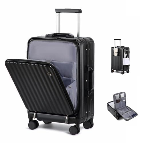 Sea choice Front Opening Luggage Suitcase Laptop Compartment PC Hard Shell Suitcase Top Opening Luggage Suitcase with USB Port Cupholder TSA Lock 4 Wheels