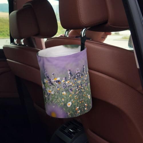 MDATT Lavender And Daisies Car Trash Can Leak-Proof Organizer For Long Road Trips And Family Vacations — view 5