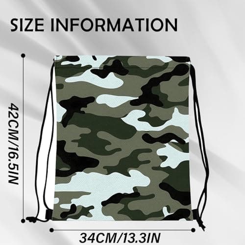 BHAHB Drawstring Backpack for String Bag Waterproof Cute Sports Beach Swimming Travel (13"×17") (Z13-Green Camouflage) — view 2