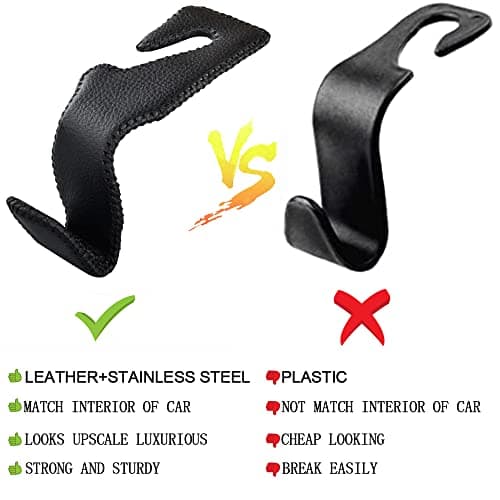 Car Hooks Universal Car Vehicle Back Seat Headrest Hanger Holder Hook Microfiber Leather & Stainless Steel for Bag Purse Cloth Drink Grocery (Black red)… — view 5