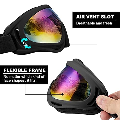 SixYard Ski Goggles, Motorcycle Goggles, 3 Pack Snowboard Snow Goggles for Men Women Adult Youth (Style 1) — view 4