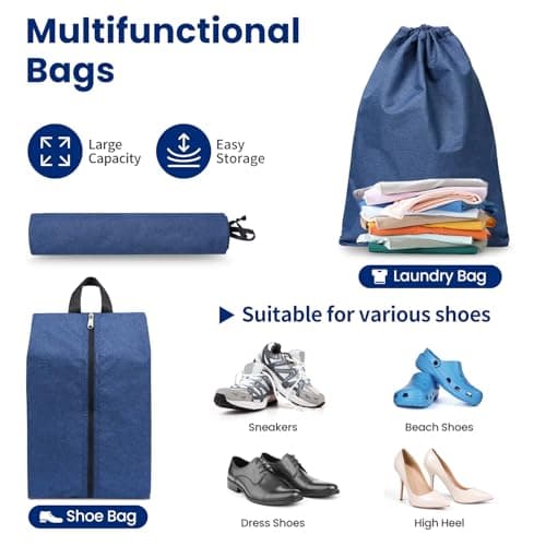 Prezon Compression Packing Cubes for Carry on Luggage, Full Open & Mesh Visible Design, 6 Set Expandable Travel Packing Organizer with Laundry Bag and Shoe bag for Vacation, Camping, Business — view 6